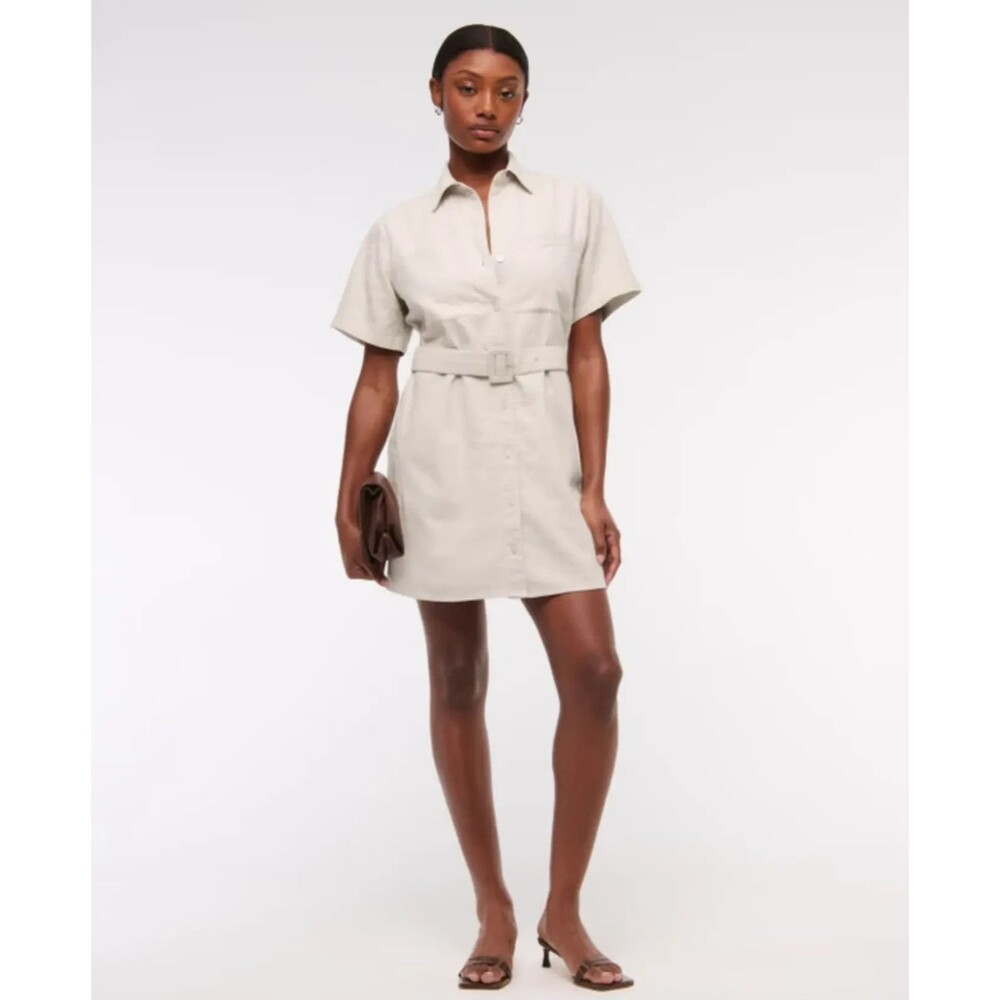 Abercrombie & Fitch Beige Belted Shirt Dress